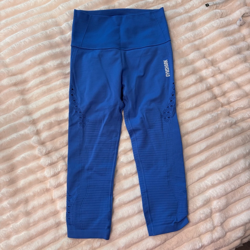 NWOT- Gymshark Crop Blue Leggings